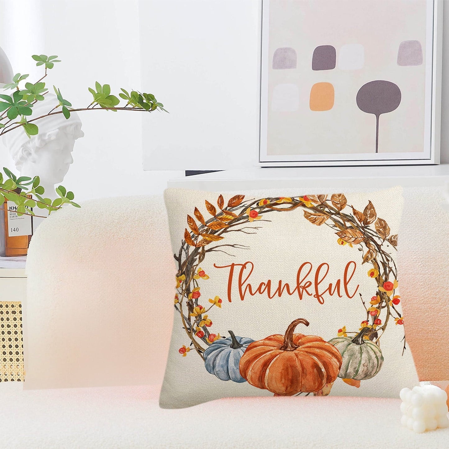 Darzheoy Fall Pillow Covers 18 x 18 inch Pumpkin Maple leaves Throw Pillow Covers Outdoor Autumn Thanksgiving Harvest Farmhouse Pillowcase Cushion Case for Home Sofa Fall Decor C