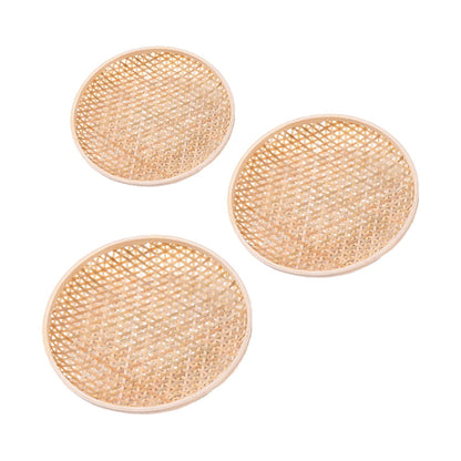 Set of 3 Shallow Baskets with Woven Trays - Multi-Purpose Fruit, Vegetable, Dessert Serving and Wall Decor Traditional Chinese Style