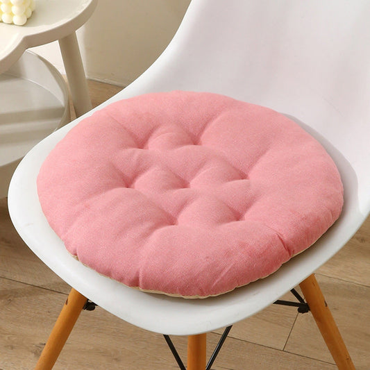 AYktou Seat Cushion 19.7*19.7in Thickened Large Size Chair Cushions Candy Color Round Soft Office Chair Cushion Breathable Linen Meditation Floor Pillow for Tatami Living Room Car Dorm Desk Chair 15.7" x 15.7" Pink.