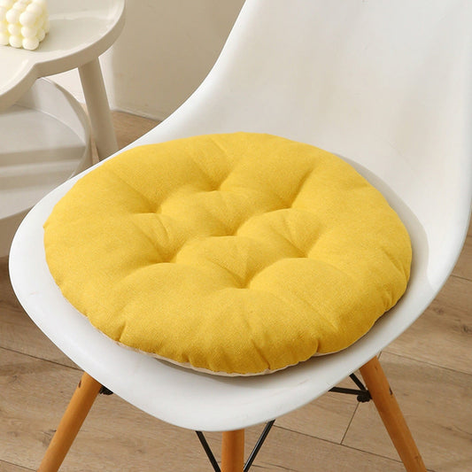 AYktou Seat Cushion 19.7*19.7in Thickened Large Size Chair Cushions Candy Color Round Soft Office Chair Cushion Breathable Linen Meditation Floor Pillow for Tatami Living Room Car Dorm Desk Chair 15.7" x 15.7" Yellow.