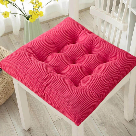 AYktou Solid Color Thickened Corduroy Chair Cushions 17.7 * 17.7in Extra-Large Size Seat Cushion with Machine Washable,Large Size Dining Chair Cushion Student Office Tatami Cushion Meditation Cushion 15.7" x 15.7" Hot Pink