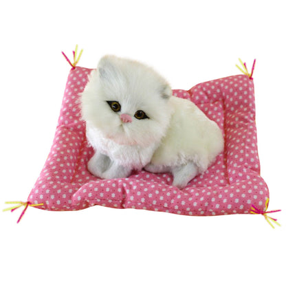 Tarmeek Simulation Sleeping Cat Dolls Toys,Simulation Cat Plush Animals Toy Will Call With Cloth Mat Sleeping Cat Doll Plush Toy for Room Decor,Birthday Gifts for Kids H