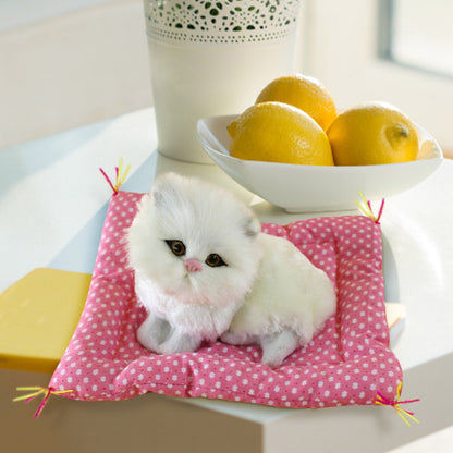 Tarmeek Simulation Sleeping Cat Dolls Toys,Simulation Cat Plush Animals Toy Will Call With Cloth Mat Sleeping Cat Doll Plush Toy for Room Decor,Birthday Gifts for Kids H