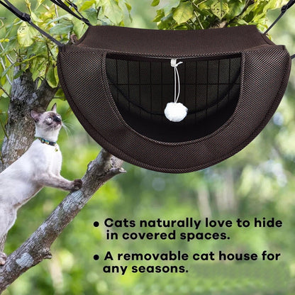 Darzheoy Cat Cage Hammock, Hanging Soft Pet Bed, Summer Breathable Pet Cage Hammock with Adjustable Straps, for Indoor Kitten Puppy Rabbit or Small Pet Coffee