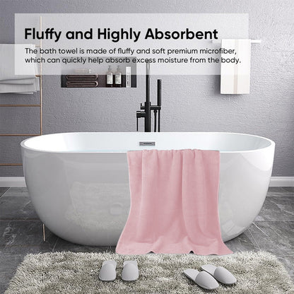 Chmadoxn Bath Towel, Oversize Bath Towel, 55×28 Inch Large Microfiber Bath Towels, Soft, Absorbent, and Quick Dry Towels for Bathroom, Pool, Beach, Swim, and Yoga, Large Bathroom Towels for Daily Use 55×28 in Pink