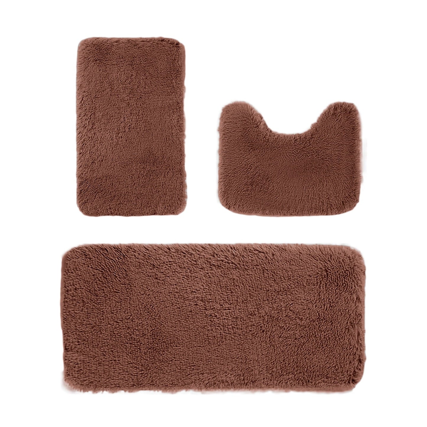Chmadoxn Solid Color Bathroom Rugs Sets, 3 Piece Ultra Soft Non-Slip Bath Rugs and Mats Set, Super Absorbent Soft Washable Bathroom Carpets, Plush Bathroom Mats, Toilet Rug Set of 3 Dark Gray
