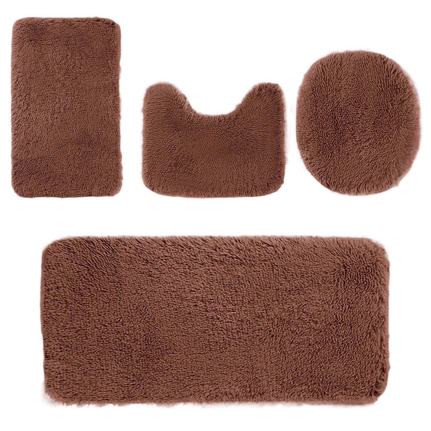 Chmadoxn Solid Color Bathroom Rugs Sets, 3 Piece Ultra Soft Non-Slip Bath Rugs and Mats Set, Super Absorbent Soft Washable Bathroom Carpets, Plush Bathroom Mats, Toilet Rug Set of 4 White