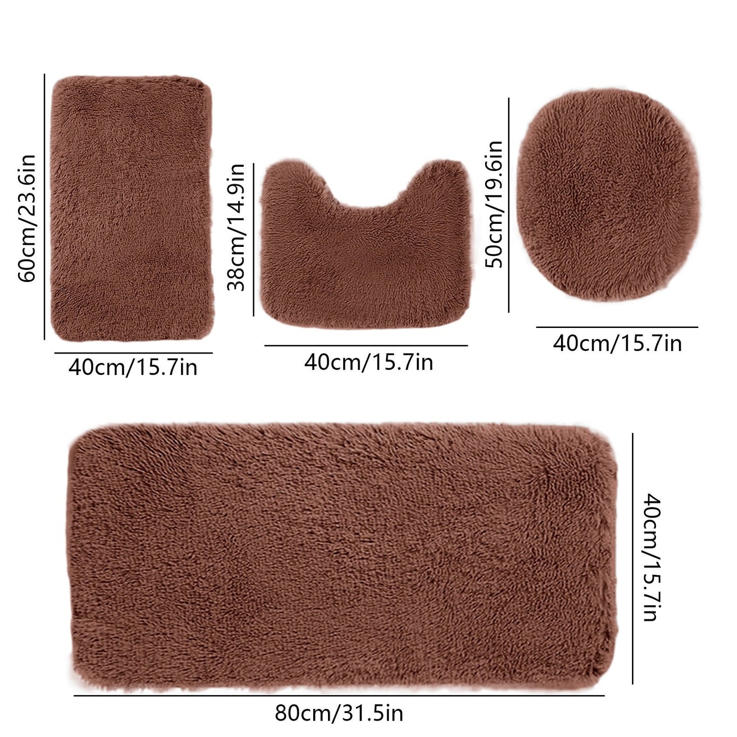Chmadoxn Solid Color Bathroom Rugs Sets, 3 Piece Ultra Soft Non-Slip Bath Rugs and Mats Set, Super Absorbent Soft Washable Bathroom Carpets, Plush Bathroom Mats, Toilet Rug Set of 4 White