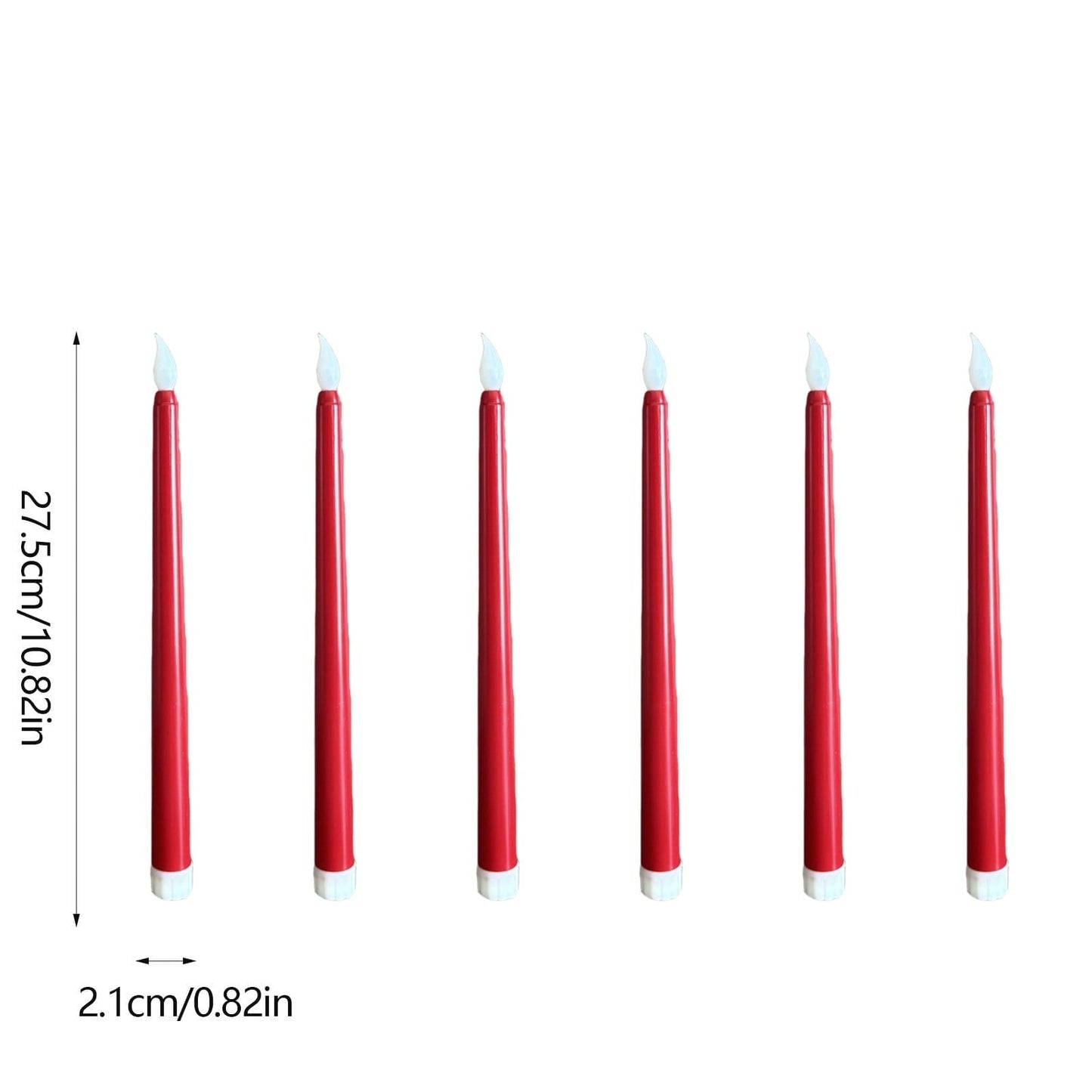 Darzheoy 6 Pcs Flameless Taper Candles with Remote, 10.8 inches Plastic Red LED CandleSticks with Flickering Light, Battery Operated Window Candles for Christmas Decoration Red