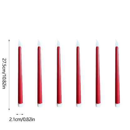 Darzheoy 6 Pcs Flameless Taper Candles with Remote, 10.8 inches Plastic Red LED CandleSticks with Flickering Light, Battery Operated Window Candles for Christmas Decoration Red