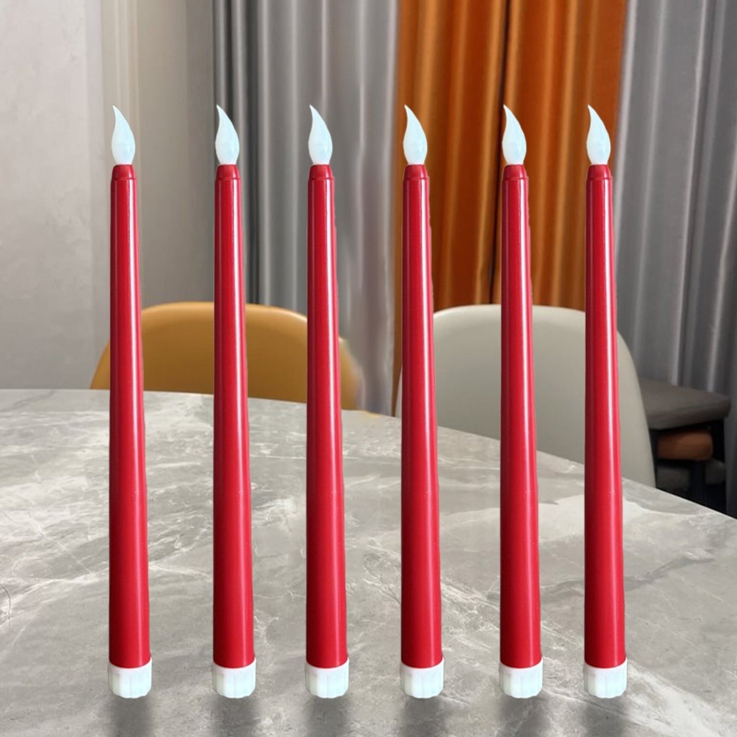 Darzheoy 6 Pcs Flameless Taper Candles with Remote, 10.8 inches Plastic Red LED CandleSticks with Flickering Light, Battery Operated Window Candles for Christmas Decoration Red