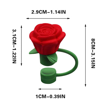 Darzheoy Rose Straw Toppers 10mm, Pink Flower Straw Covers Straw Tips for Tumblers Cup Accessories Tumbler Accessories Red
