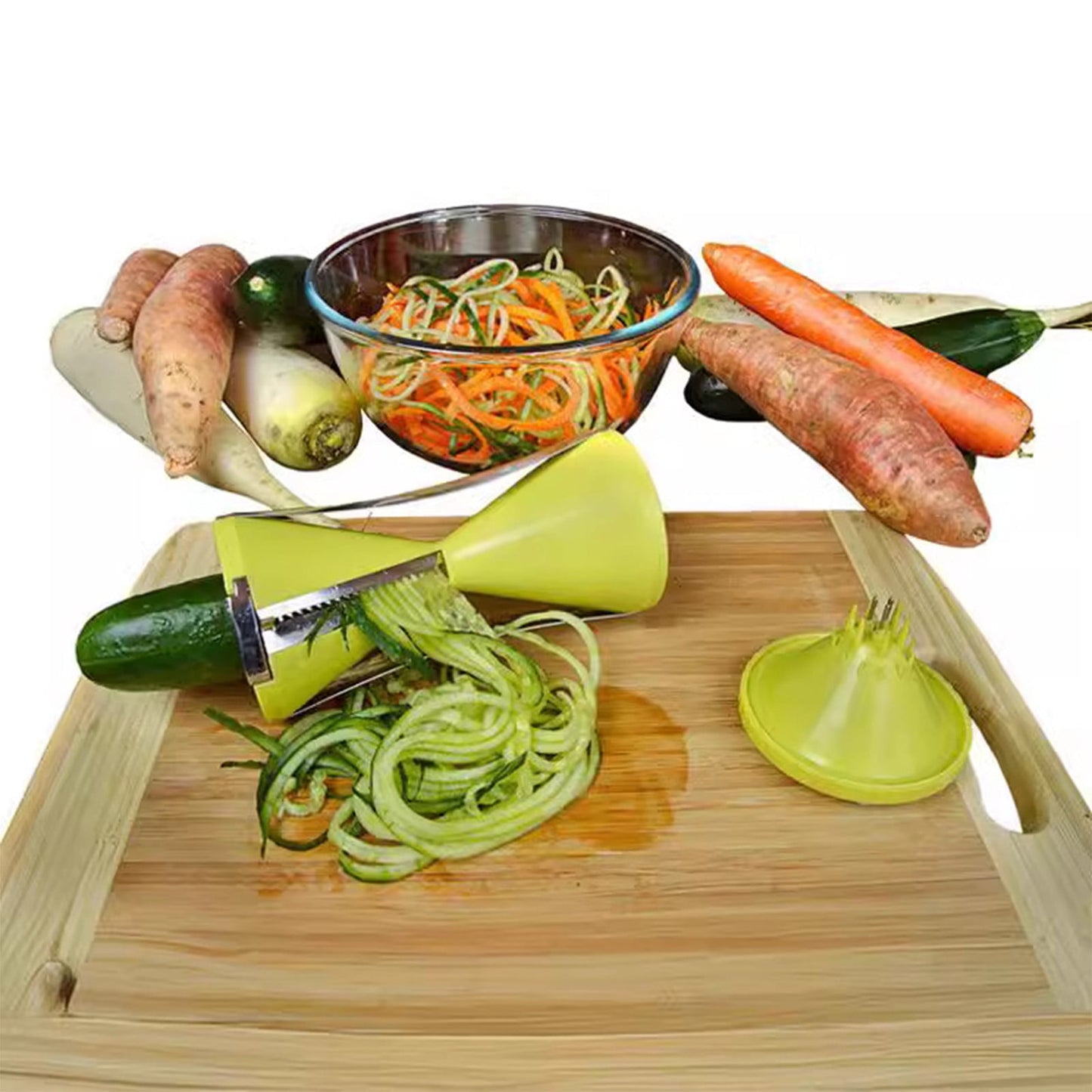 Darzheoy Spiralizer, Stainless Steel Vegetable Cutter for Large or Small Veggie Spaghetti Zucchini Carrot Pasta Noodle Maker Green