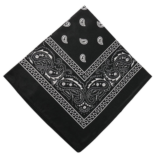 Darzheoy 22 inch Cotton Paisley Bandana Multi Colored Set Cowboy Bandana Head Scarf Double-sided for Men & Women Black