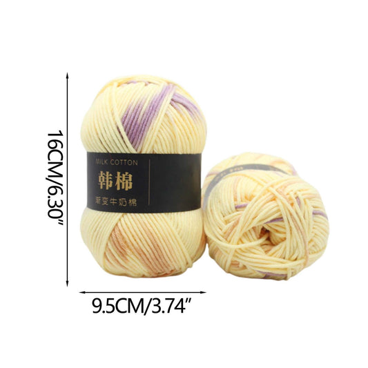 AYktou Cotton Yarn - Multicolor Rainbows Yarn,50 gram Skeins,26 Colors Available,7 Strands Of Combed Milk Cotton Crocheting Yarn for Knitting,Crochet,Weaving,Arts & Crafts - Fiesta #B - Light Yellow