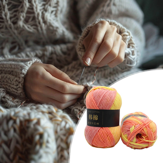 AYktou Cotton Yarn - Multicolor Rainbows Yarn,50 gram Skeins,26 Colors Available,7 Strands Of Combed Milk Cotton Crocheting Yarn for Knitting,Crochet,Weaving,Arts & Crafts - Fiesta #D - Orange