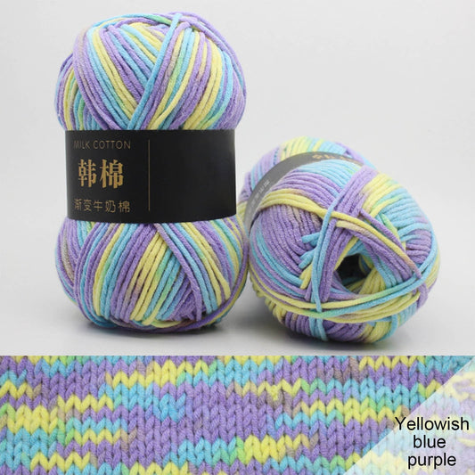 AYktou Cotton Yarn - Multicolor Rainbows Yarn,50 gram Skeins,26 Colors Available,7 Strands Of Combed Milk Cotton Crocheting Yarn for Knitting,Crochet,Weaving,Arts & Crafts - Fiesta #E - Light Blue