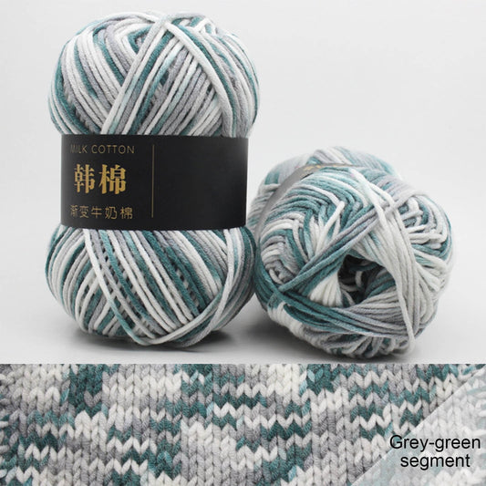 AYktou Cotton Yarn - Multicolor Rainbows Yarn,50 gram Skeins,26 Colors Available,7 Strands Of Combed Milk Cotton Crocheting Yarn for Knitting,Crochet,Weaving,Arts & Crafts - Fiesta #J - Gray