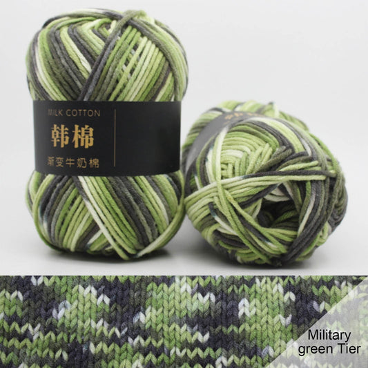 AYktou Cotton Yarn - Multicolor Rainbows Yarn,50 gram Skeins,26 Colors Available,7 Strands Of Combed Milk Cotton Crocheting Yarn for Knitting,Crochet,Weaving,Arts & Crafts - Fiesta #L - Green