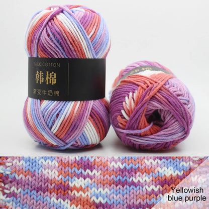 AYktou Cotton Yarn - Multicolor Rainbows Yarn,50 gram Skeins,26 Colors Available,7 Strands Of Combed Milk Cotton Crocheting Yarn for Knitting,Crochet,Weaving,Arts & Crafts - Fiesta #P - Pink