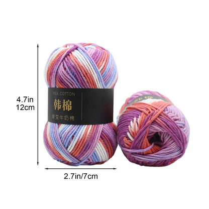 AYktou Cotton Yarn - Multicolor Rainbows Yarn,50 gram Skeins,26 Colors Available,7 Strands Of Combed Milk Cotton Crocheting Yarn for Knitting,Crochet,Weaving,Arts & Crafts - Fiesta #P - Pink