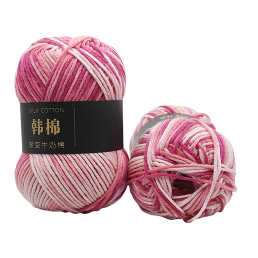 AYktou Cotton Yarn - Multicolor Rainbows Yarn,50 gram Skeins,26 Colors Available,7 Strands Of Combed Milk Cotton Crocheting Yarn for Knitting,Crochet,Weaving,Arts & Crafts - Fiesta #U - Pink Beige