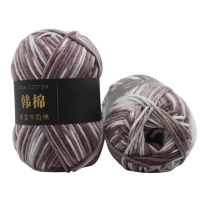 AYktou Cotton Yarn - Multicolor Rainbows Yarn,50 gram Skeins,26 Colors Available,7 Strands Of Combed Milk Cotton Crocheting Yarn for Knitting,Crochet,Weaving,Arts & Crafts - Fiesta #X - Gray White