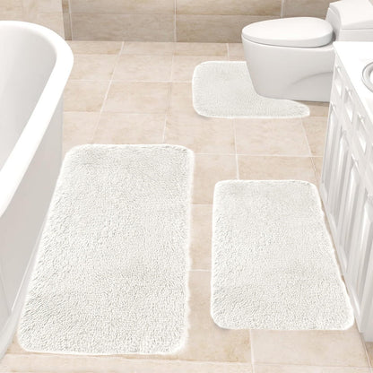 Kdkad Bathroom Rugs Sets 3 Piece, Bath Rugs for Bathroom Non Slip, Ultra Soft Water Absorbent Microfiber Bath Mat Set, Machine Washable Thick Plush Bath Mats for Bathroom Floor,Tub and Shower 3 pc Gray 1