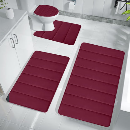 Kdkad Bathroom Rugs Sets 3 Piece, Bath Rugs for Bathroom Non Slip, Ultra Soft Water Absorbent Microfiber Bath Mat Set, Machine Washable Thick Plush Bath Mats for Bathroom Floor,Tub and Shower 4 pc Green