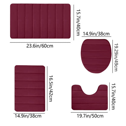 Kdkad Bathroom Rugs Sets 3 Piece, Bath Rugs for Bathroom Non Slip, Ultra Soft Water Absorbent Microfiber Bath Mat Set, Machine Washable Thick Plush Bath Mats for Bathroom Floor,Tub and Shower 4 pc Green