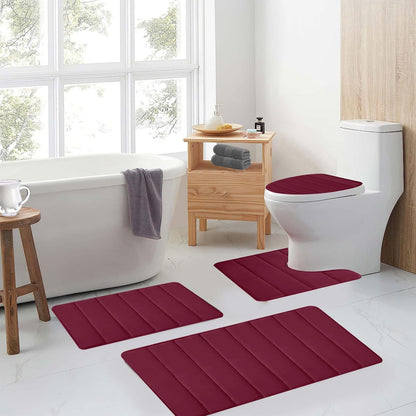 Kdkad Bathroom Rugs Sets 3 Piece, Bath Rugs for Bathroom Non Slip, Ultra Soft Water Absorbent Microfiber Bath Mat Set, Machine Washable Thick Plush Bath Mats for Bathroom Floor,Tub and Shower 4 pc Green