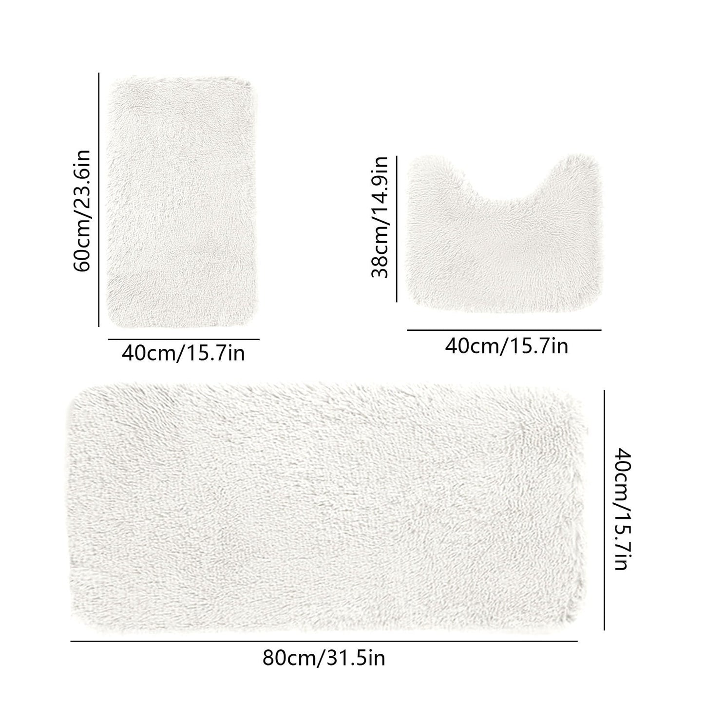 Kdkad Bathroom Rugs Sets 3 Piece, Bath Rugs for Bathroom Non Slip, Ultra Soft Water Absorbent Microfiber Bath Mat Set, Machine Washable Thick Plush Bath Mats for Bathroom Floor,Tub and Shower 3 pc White 2