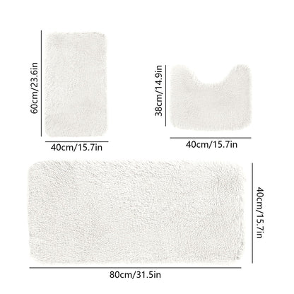 Kdkad Bathroom Rugs Sets 3 Piece, Bath Rugs for Bathroom Non Slip, Ultra Soft Water Absorbent Microfiber Bath Mat Set, Machine Washable Thick Plush Bath Mats for Bathroom Floor,Tub and Shower 3 pc White 2