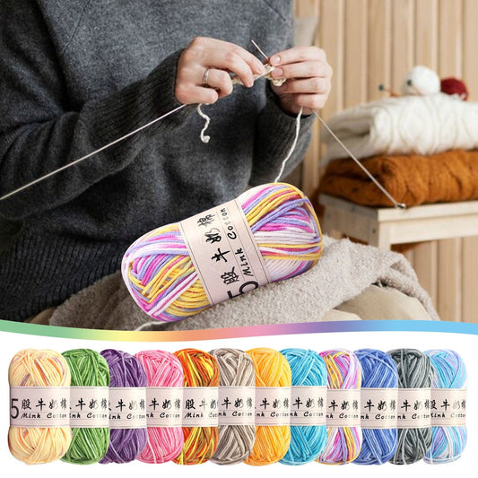 AYktou Cotton Yarn -Multi Colored Yarn Rainbows Crochet Yarn 50g/2.5oz,295 Yards,5 Strands,Lightweight Yarn For Crochet,Knitting and Crafts,24 Colors Color - 10