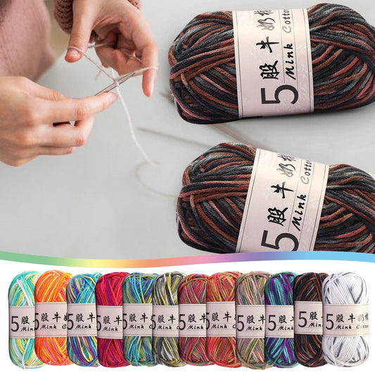 AYktou Cotton Yarn -Multi Colored Yarn Rainbows Crochet Yarn 50g/2.5oz,295 Yards,5 Strands,Lightweight Yarn For Crochet,Knitting and Crafts,24 Colors Color - 13