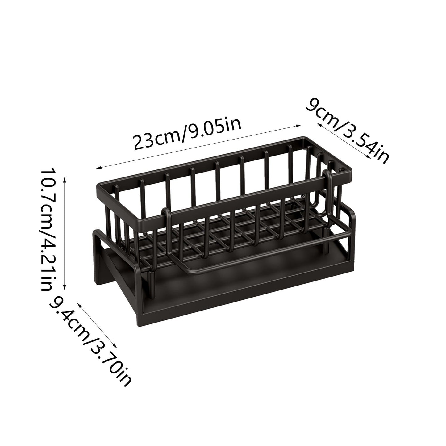 Darzheoy Sponge Holder for Kitchen Sink, Auto Draining Kitchen Sink Caddy, Rustproof Steel Dish Sponge Organizer with Removable Dishcloth Rack, Soap Dispenser Brush Holder Black