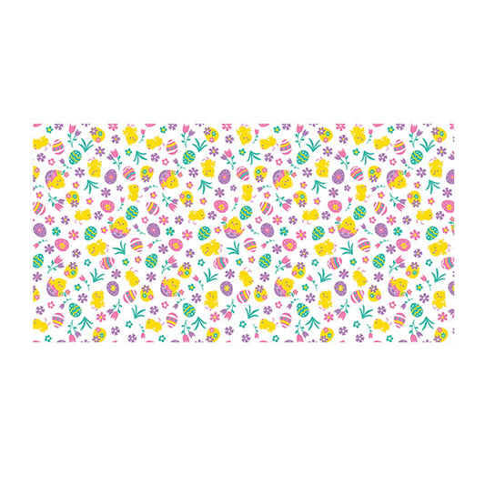 Chmadoxn Easter Tablecloth, Easter Spring Table Cloth 54x128inch Colorful Egg Bunny Disposable Plastic Tableclothes Square Waterproof Table Cover Decor Rec for Kids Party Decorations 54×108 in E