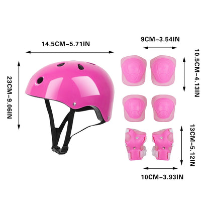 Darzheoy Kids Helmet Knee Elbow Pads Wrist Guard Sport Protective Gear Adjustable Scooter Skateboard Roller Bike Skate Cycling Set for Boy Girl Pink