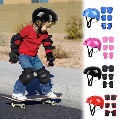 Darzheoy Kids Helmet Knee Elbow Pads Wrist Guard Sport Protective Gear Adjustable Scooter Skateboard Roller Bike Skate Cycling Set for Boy Girl Pink