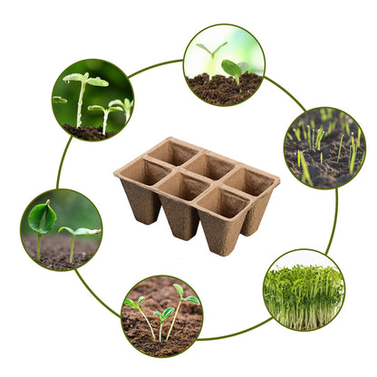 Darzheoy 30 Cells Peat Pots Seed Starter Trays 5 Packs Biodegradable Seedling Pots Germination Trays Organic Plant Starter Kit A