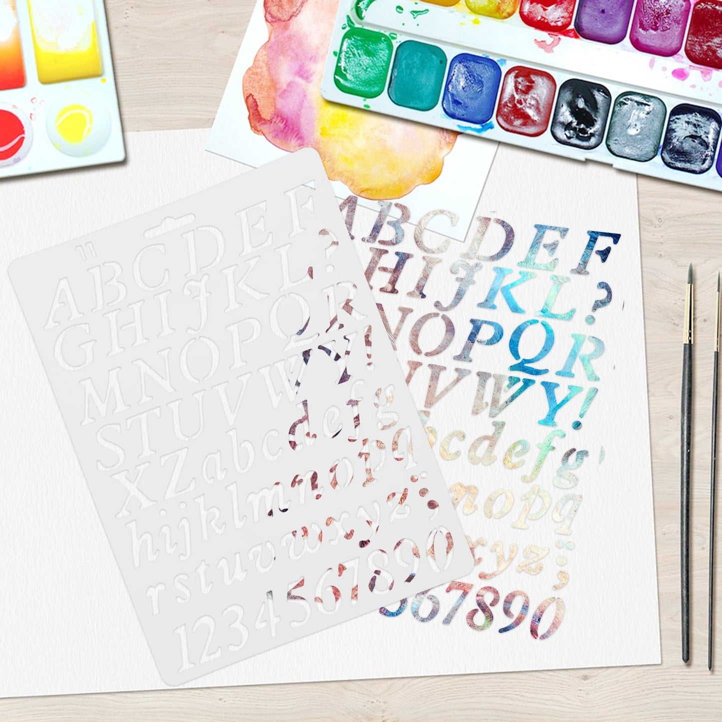 Worgeous 8 Pcs Painting Template Large Number Stencil Printable Cursive Stencils White