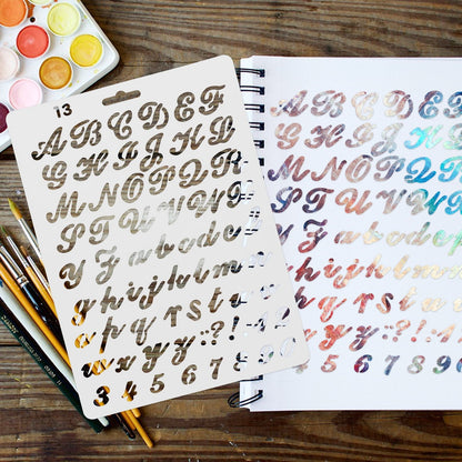Worgeous 8 Pcs Painting Template Large Number Stencil Printable Cursive Stencils White