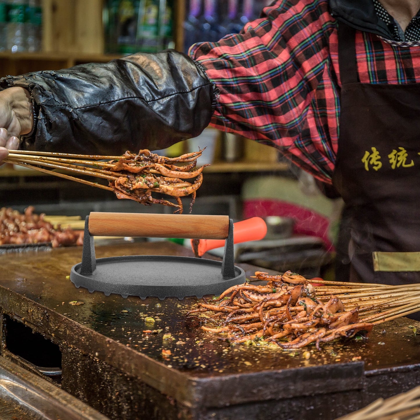 Worgeous Cast Iron Meat Press Burger Smasher Sandwich Toaster Bacon Skillet Sausage Patties