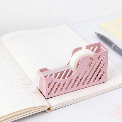 Darzheoy Desktop Tape Dispenser Adhesive Roll Holder Desk Accessories Home Office Tape Dispensers, Weighted Non-Skid Base X-Pink