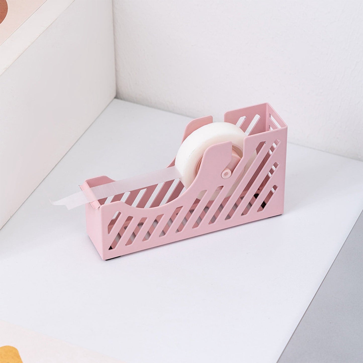 Darzheoy Desktop Tape Dispenser Adhesive Roll Holder Desk Accessories Home Office Tape Dispensers, Weighted Non-Skid Base X-Pink
