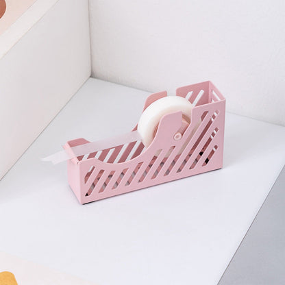 Darzheoy Desktop Tape Dispenser Adhesive Roll Holder Desk Accessories Home Office Tape Dispensers, Weighted Non-Skid Base X-Pink