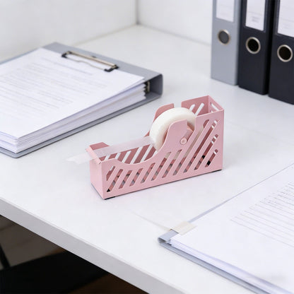 Darzheoy Desktop Tape Dispenser Adhesive Roll Holder Desk Accessories Home Office Tape Dispensers, Weighted Non-Skid Base X-Pink