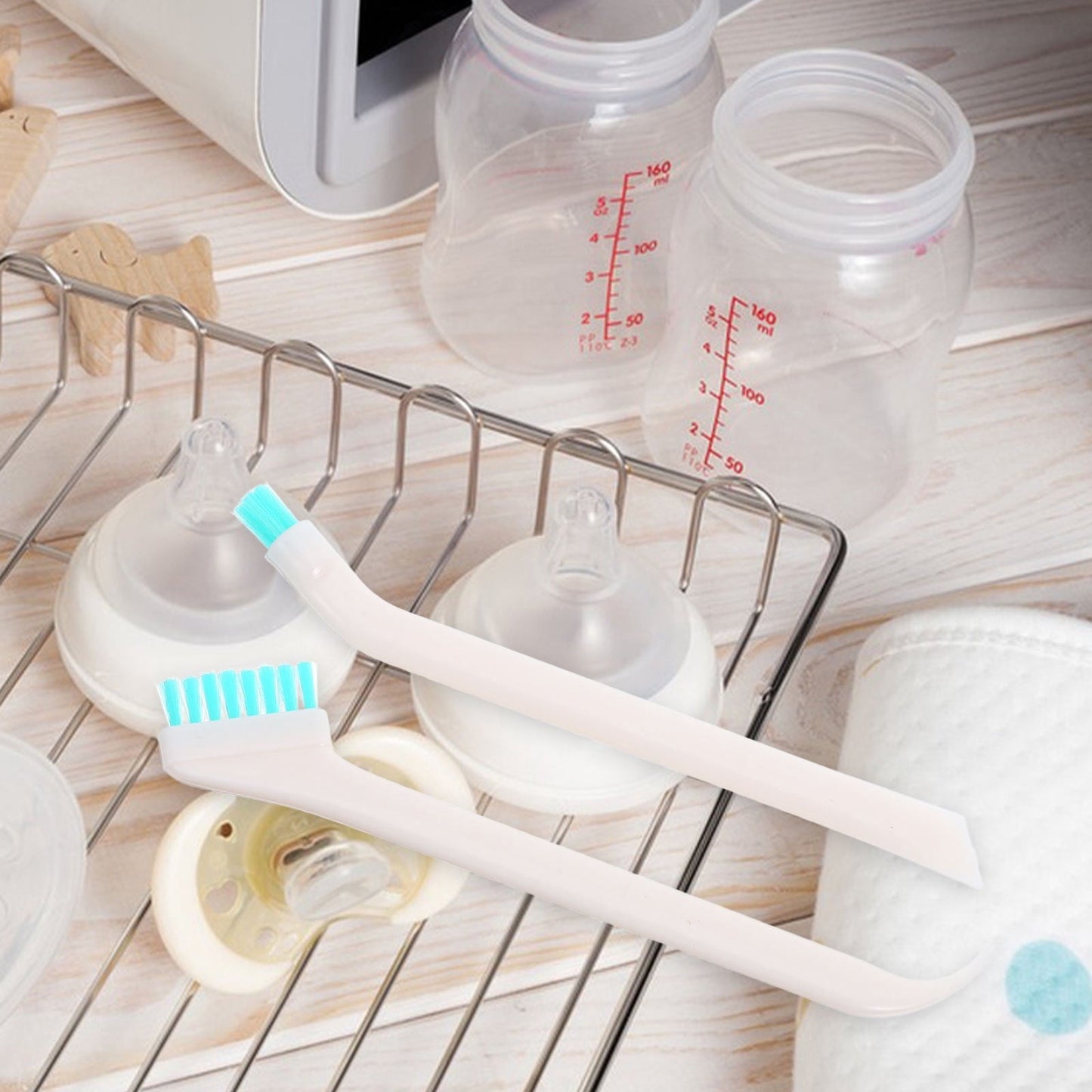 Worgeous 2pcs Portable Baby Bottle Cleaning Brush Set Small Kitchen Tools Bottle Clean