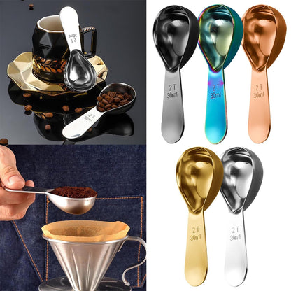 Darzheoy Coffee Scoop Stainless Steel Coffee Measuring Spoon Tablespoon Coffee Scoop Short Handle Measuring Spoon for Ground Coffee Tea Sugar Flour Coffee Scoop (30ml) E