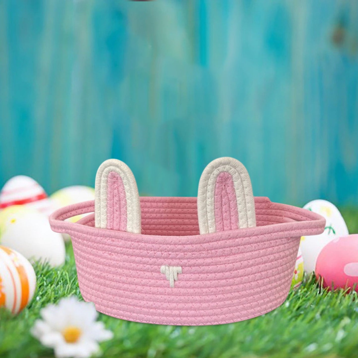 Chmadoxn Adorable Easter Bunny Basket for Kids - Perfect Easter Gift, Cute Easter Bucket Bags with Rabbit Ears for Easter Eggs Hunting, Affordable & Festive Spring Decor As Show B